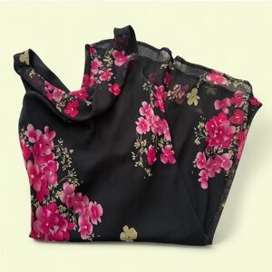 Rampage Black and Pink Floral Midi Dress